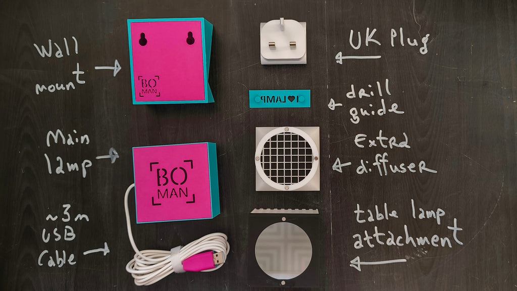 Modular Wall Lamp - oo1 -  [Turquoise & Magenta / White]