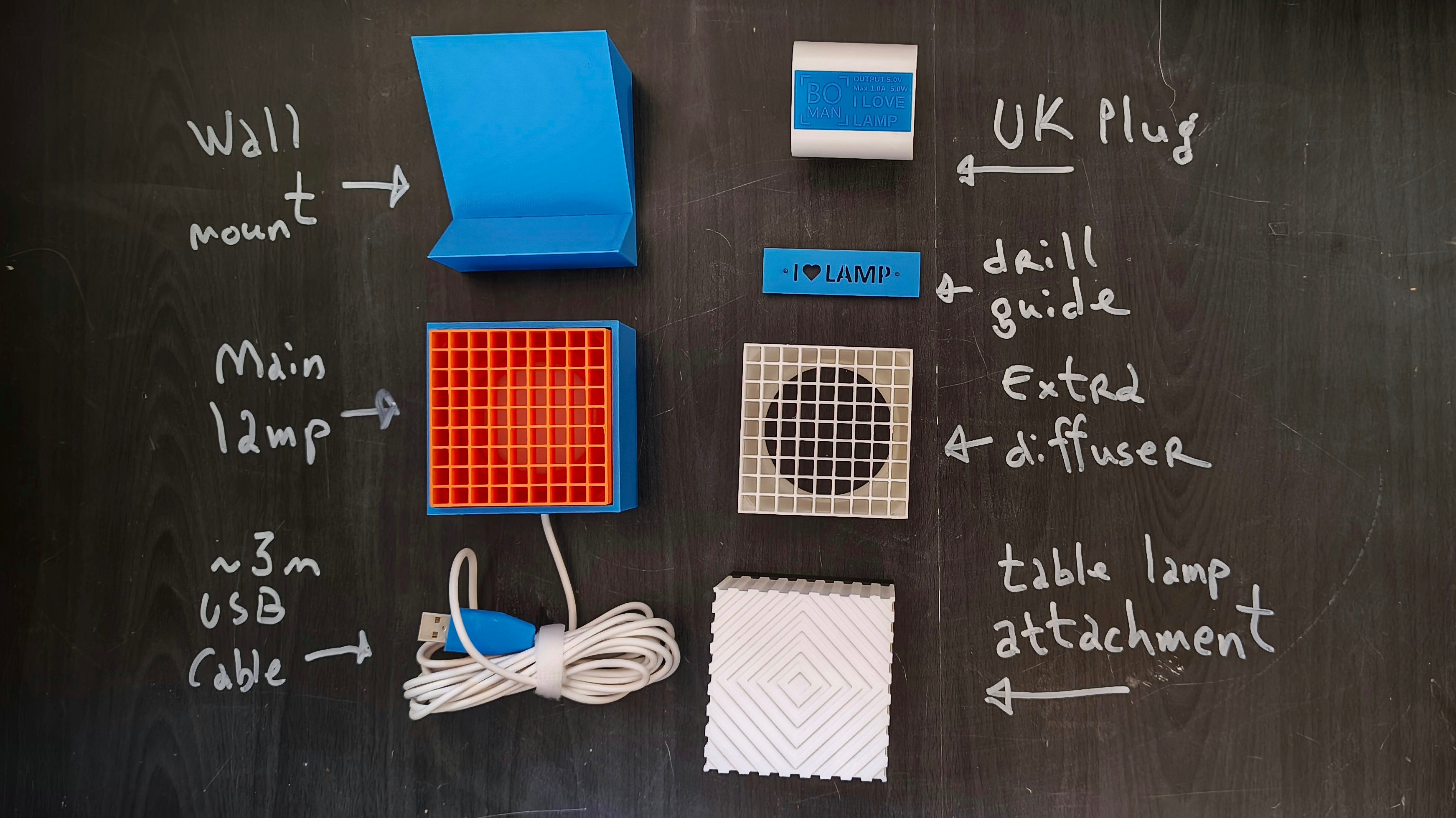 Modular Wall Lamp - oo1 -  [Cyan & Orange / White]